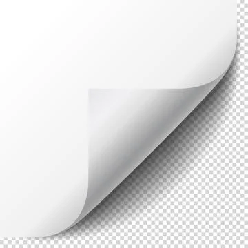 Blank page with curled corner and soft shadow. Corner of sheet of paper. Stock Illustration