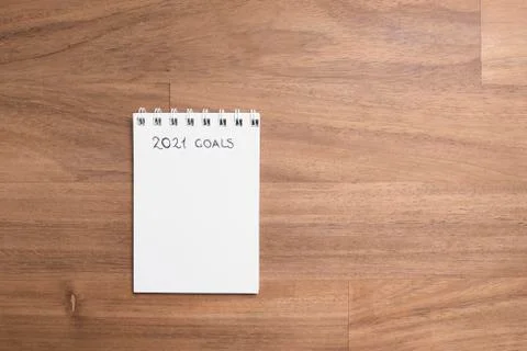Blank page of a notebook to write down the resolutions for the new year, 2021 Stock Photos