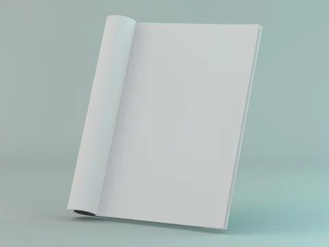 Blank page or notepad for mockup or simulations. 3D Stock Illustration
