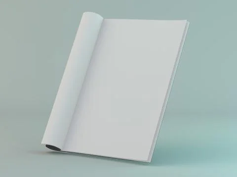 Blank page or notepad for mockup or simulations. 3D Stock Illustration