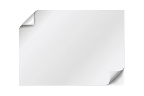 Blank page of paper. White sheet with curled corners and soft shadows Stock Illustration