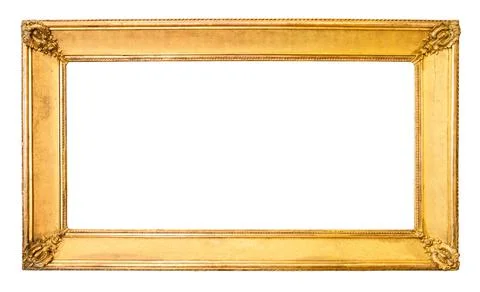 Blank panoramic wide flat old picture frame cutout Stock Photos