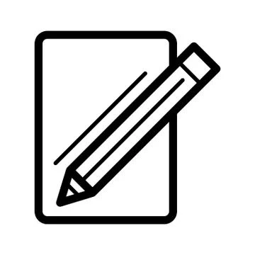 Blank paper and a pencil vector icon. Black and white illustration of note pad Illustrazione stock
