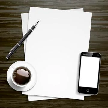 Blank paper and working place elements Stock Illustration