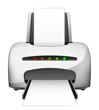 Blank paper in modern printer design isolated on white vector illustration Illustrazione stock