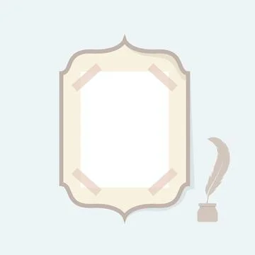 Blank paper notes frame with feather pen vector elemenet design template 스톡 일러스트