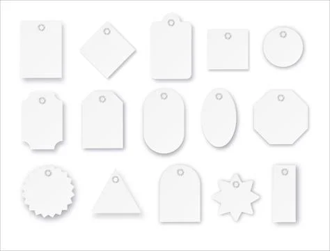 Blank paper price vector tags or gift tags in different shapes. Set of labels Stock Illustration