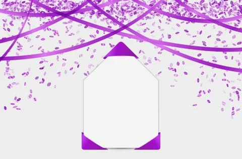 Blank paper with purple elements and confetti Stock-Illustration