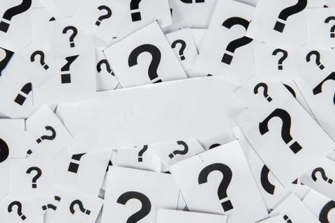 Blank paper with question marks Stock Illustration