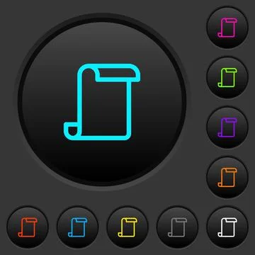 Blank paper scroll dark push buttons with color icons Stock Illustration