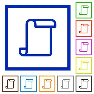 Blank paper scroll flat framed icons Stock Illustration