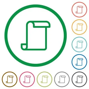 Blank paper scroll flat icons with outlines Stock Illustration