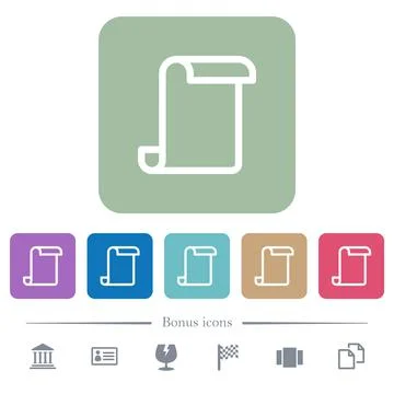 Blank paper scroll flat icons on color rounded square backgrounds Stockillustratie
