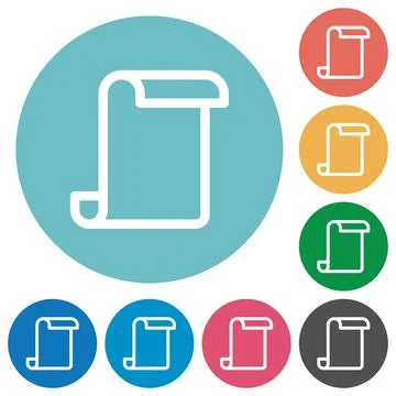 Blank paper scroll flat round icons Stock Illustration