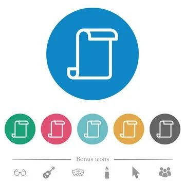 Blank paper scroll flat round icons Stock Illustration