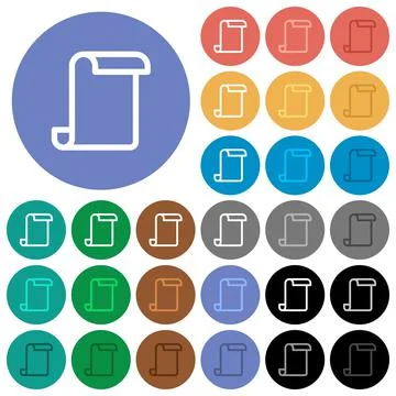 Blank paper scroll round flat multi colored icons Stock Illustration
