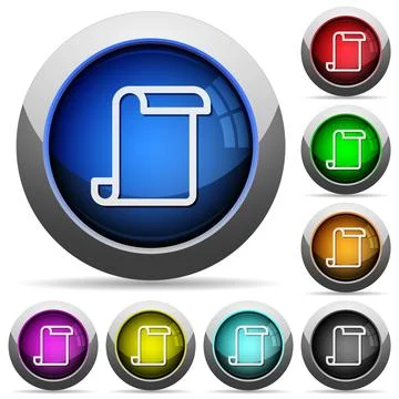 Blank paper scroll round glossy buttons Stock Illustration
