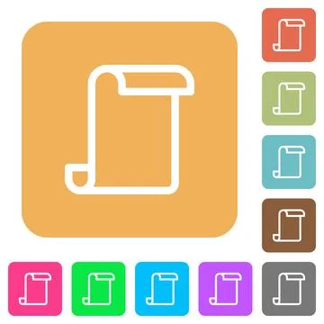 Blank paper scroll rounded square flat icons Stock Illustration