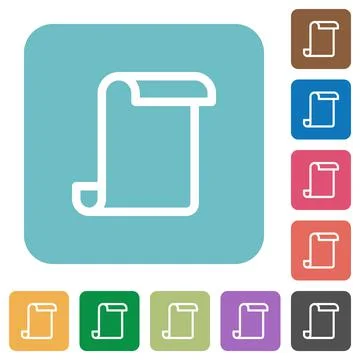 Blank paper scroll rounded square flat icons Stock Illustration
