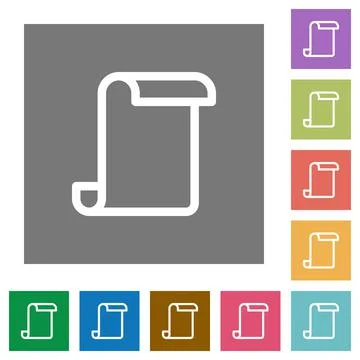 Blank paper scroll square flat icons Stock Illustration