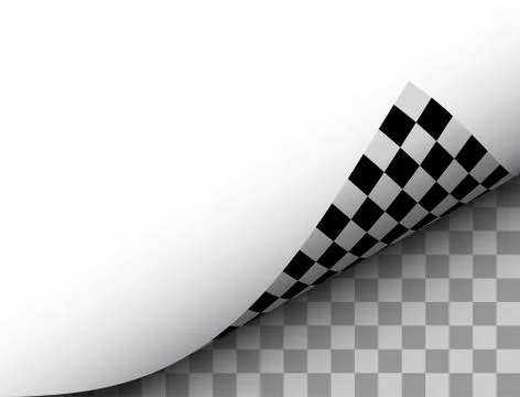 Blank Paper Sheet with Checkered Page Curl, Black White Vector I Stock-Illustration