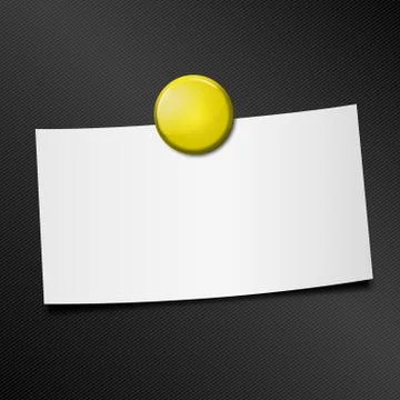 Blank paper sheet fixed by yellow pin magnet, mock up 스톡 일러스트