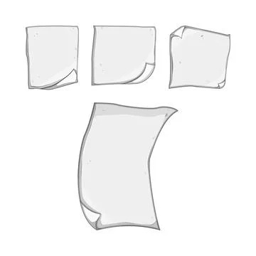 Blank paper sheets with curled corners doodle Stock Illustration