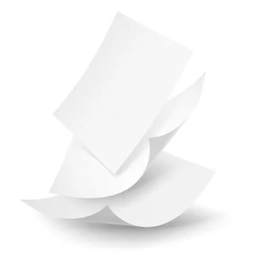 Blank paper sheets falling down. Illustration on white background. Stock Illustration