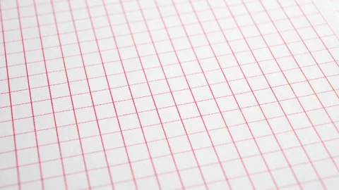 Blank paper squared pattern page. Empty school checkered sheet. Red white she Stock Footage 164726446