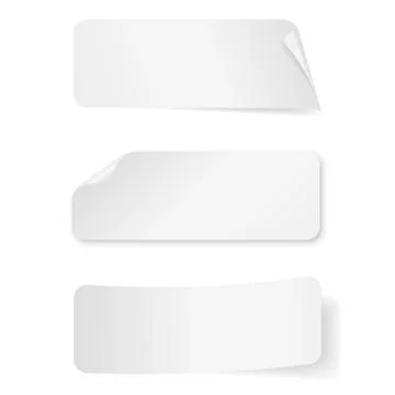 Blank Paper Stickers Vector Set. Realistic White Labels Illustration. Empty イラスト素材