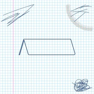 Blank paper table card line sketch icon isolated on white background. Tent card 스톡 일러스트