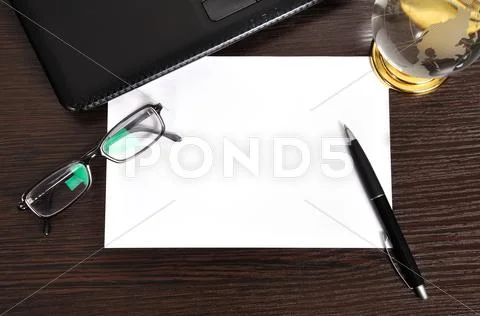 Blank paper on table Stock Photos