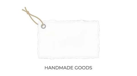 Blank paper tag with twine string for handmade goods label and product bran.. Stock Photos