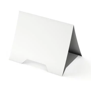 Blank paper tent card. 3d render. Stock Illustration