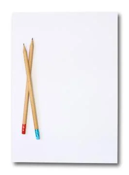 Blank paper with two pencils Stock Photos