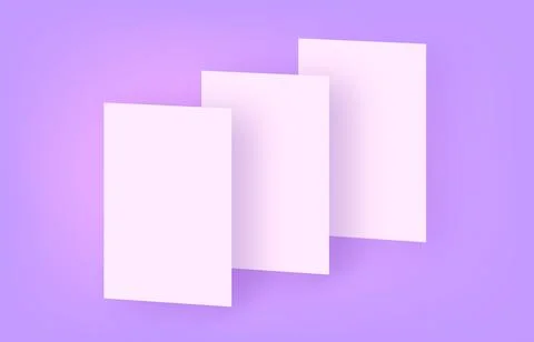 Blank paper vector posters template on purple wall Stock Illustration