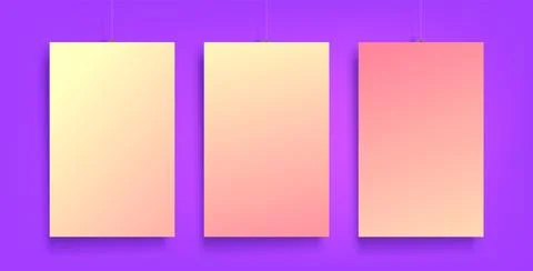 Blank paper vector posters template on purple wall Stock Illustration