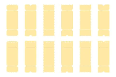 Blank perforated ticket templates for event admission and raffle entry mana.. 库存插图
