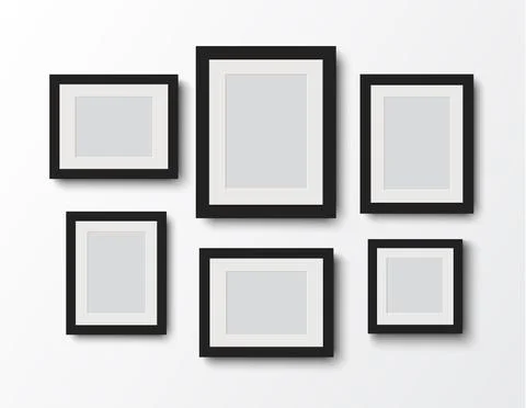 Blank photo frame set on the wall.vector illustration Stock Illustration