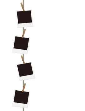 Blank photo frames on a clothesline Stock Illustration