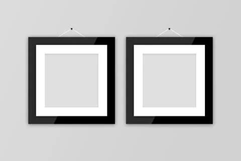 Blank Photo Frames on Gray Wall Stock Illustration