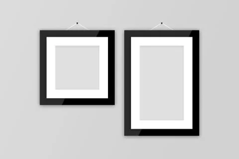 Blank Photo Frames on Gray Wall Illustrazione stock