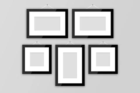 Blank Photo Frames on Gray Wall Stock Illustration