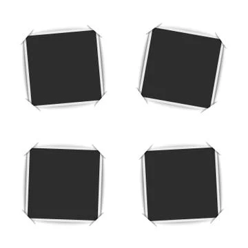 Blank photo frames set, collection instant photography presentation, black an Stock Illustration