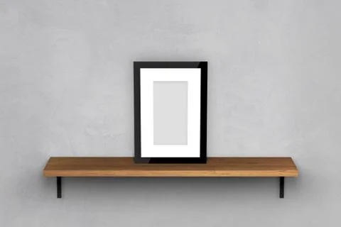Blank Photo Frames with Shelf on Wall Stock Illustration