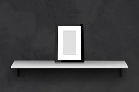 Blank Photo Frames with Shelf on Wall Stock Illustration