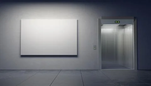 Blank picture in the elevator's hall Stock Illustration