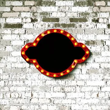 Blank picture frame, frame on brick wall background Stock Illustration