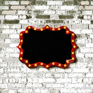 Blank picture frame, frame on brick wall background Stock Illustration