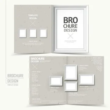 Blank picture frame half-fold brochure design Stock Illustration